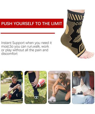 Copper Ankle Brace Support for Men & Women - XL Gold 2 | Compression Sleeve Socks for Ankle Stabilization and Injury Prevention - Ideal for Sprains, Swelling, Achilles Tendonitis - Sport Ready (Pair) - Buy Online on GoSupps.com