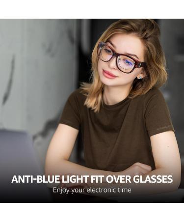 SIPHEW Blue Light Blocking Fit Over Glasses for Women | Trendy Anti Eyestrain Glasses for Computer Gaming TV & Phones - Tortoise A2 - Buy Online on GoSupps.com