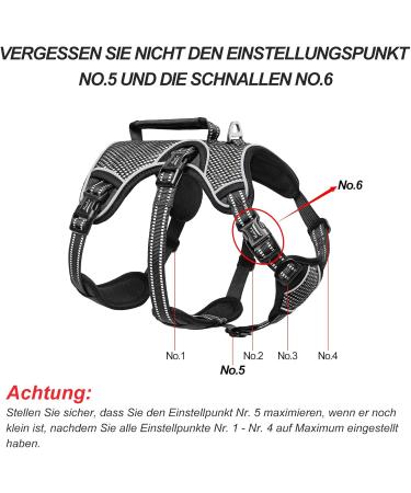Heele XL Black Dog Harness Reflective Breakout Buckle Robust Handle & Panic Clip for Ultimate Comfort and Stability - Buy Online on GoSupps.com