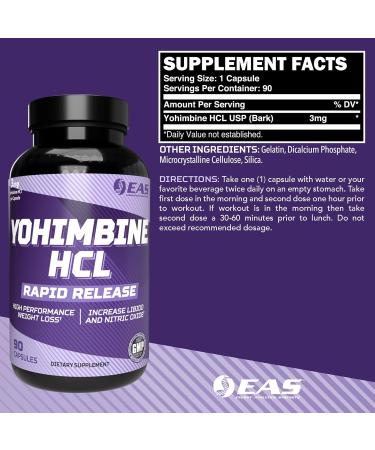 Yohimbine HCL for Weight Loss & Athletic Performance - Rapid Release Better Absorption | 90 Capsules - Buy Online on GoSupps.com