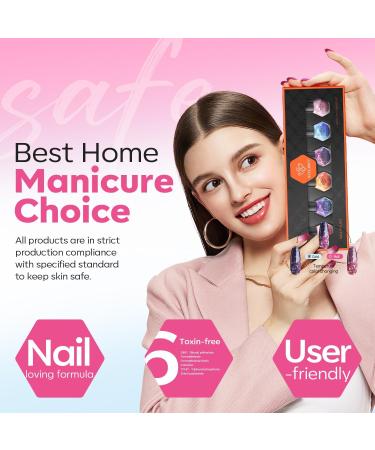 Modelones Nail Polish Set 6 Colors Color Changing Nail Polish Red Orange Pink Nail Polish Nail Varnish Finger Pink Nail Polish Manicure DIY Nail Art Salon Home For Women - Buy Online on GoSupps.com