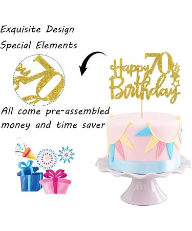 Gold Glitter Happy 70th Birthday Cake Topper Hello 70 Cheers to 70 Years 70 & Fabulous Party Decoration - Buy Online on GoSupps.com