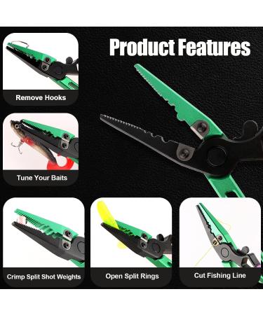 Mouhike Long Nose Fishing Pliers - Stainless Steel Hook Remover and Braid Cutter for Freshwater and Saltwater Fishing - Green Pliers Only - Buy Online on GoSupps.com