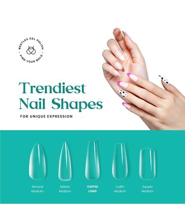 Beetles Easy Gel Tips Nail Extension Kit - 2-in-1 Glue Gel Base, Medium Almond Nails & UV LED Lamp - Buy Online on GoSupps.com