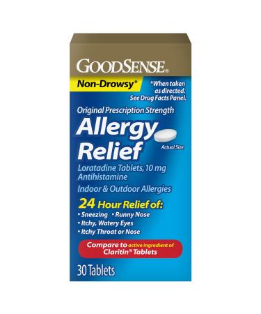 GoodSense Allergy Relief Loratadine Tablets 10 mg Antihistamine Allergy Medicine for 24 Hour Allergy Relief 30 Count
