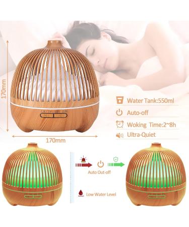Vipnaji 550ml Aroma Diffuser - Premium Ultrasonic Humidifier for Essential Oils | 7-Color LED Light BPA-Free Ultra Quiet (30dB) - Perfect for Bedroom Office Spa - Buy Online on GoSupps.com