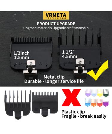 VRMETA Professional Hair Clipper Guards Guide Combs 2 PCS (BLACK) - Fits Most Wahl Clippers, Metal Clip, 1.5mm and 4.5mm Cutting Lengths - Buy Online on GoSupps.com