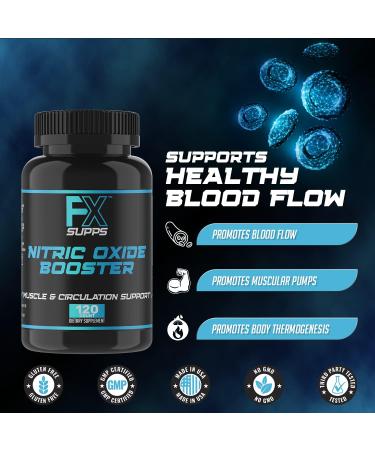 FXSUPPS Nitric Oxide Booster - Nitric Oxide Pre Workout Supplement with L-Arginine and Beta Alanine for Energy Vascularity Muscle Pump Heart Health and Blood Flow 240 Count (3-Pack) - Buy Online on GoSupps.com