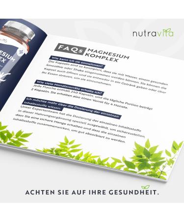 Buy Nutravita Magnesium Complex 240 Capsules - 400mg Daily Dose - Vegan High-Dose Formula with Citrate Bisglycinate & More - International Shipping Available - Buy Online on GoSupps.com