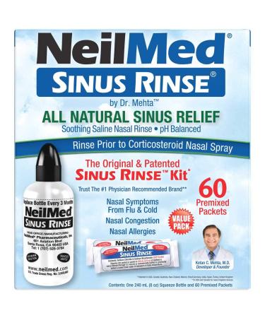 NeilMed Sinus Rinse - A Complete Sinus Nasal Rinse Kit With 60 Premixed Packets