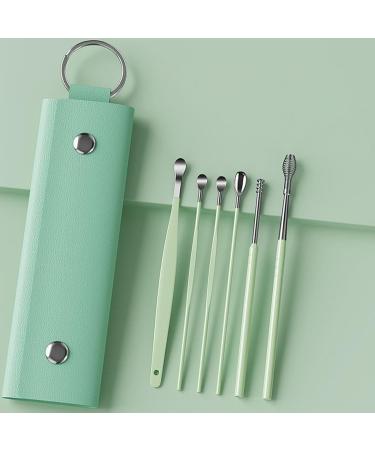 Fovolat Earwax Removal Tools | Ear Removal Tool Ear Wax Curette | Stainless Steel Ear Cleaning Tool Set with Storage Box for Adults Men and Women Light Green - Buy Online on GoSupps.com