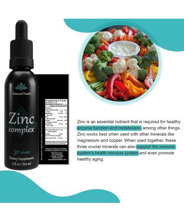 Balanced Health Zinc Complex - Immune System Support Liquid Drops (Peppermint, 2oz, Vegan) - Buy Online on GoSupps.com