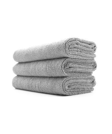 The Rag Company - Sport & Workout Towel - Gym, Exercise, Fitness, Spa, Ultra Soft, Super Absorbent, Fast Drying Premium Microfiber, 320gsm, 16in x 27in, Ice Grey (3-Pack)