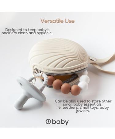 Silicone Pacifier Holder 2 Pack Soother Case Soother Pouch BPA Free Silicone With Secure Zipper & Strap o1baby (Coconut Milk Brown Sugar) - Buy Online on GoSupps.com