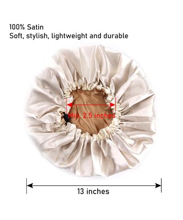 2 Pack Reversible Double Satin Silk Bonnet Set - Adjustable Hair Wrap for Sleeping - Extra Large Khaki Bonnet - Buy Online on GoSupps.com