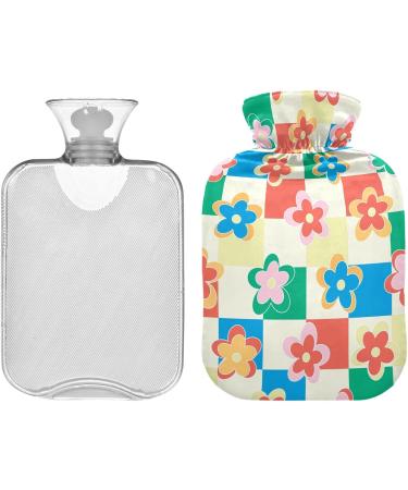 NAANLE 2L Hot Water Bottle with Checkered Floral Cover - Pain Relief & Heat Therapy for Back Neck Hands & Feet - Buy Online on GoSupps.com