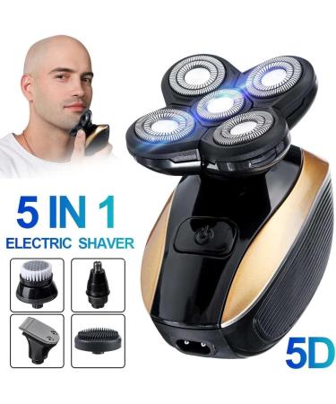 Top 5 in 1 Head Shaver for Bald Men - 5D Rechargeable Electric Razor with Floating Heads Hair Clipper Nose & Ear Trimmer | Best Facial Cleaning Brush - Buy Online on GoSupps.com
