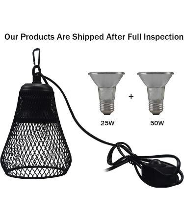 E27 Reptile Light Lampshade Metal Reptile Anti-Scald UVA/UVB Light Lampshade Black Lamp Reptile Hanging Basking Lamp Protector for Amphibian Turtles Lizards US Plug Heat Lamps - Buy Online on GoSupps.com