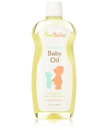 Baby Oil Multi Purpose with Argan Oil, Aloe Vera & Olive Oil 12 oz - Softening Hypoallergenic Solution for All Skin Types - Good on Men, Women & Kids