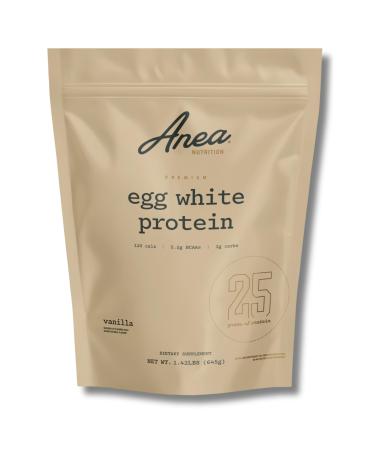Anea Egg White Protein - Vanilla | 25g Protein | Cholesterol-Free | 5.2g BCAA | Complete Amino Acid Profile | Dairy-Free Gluten-Free Soy-Free | Smooth Vanilla Flavor | Made in GMP Facility