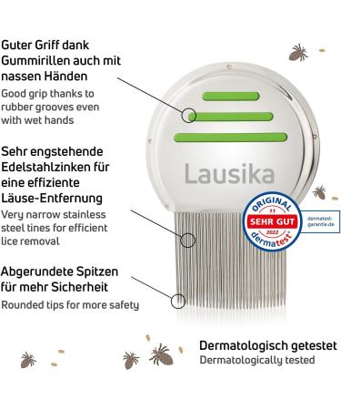 Original Lice Comb by Lausika - Metal Nit Comb for Kids & Adults | Effective Lice Removal Tool - Green - Buy Online on GoSupps.com
