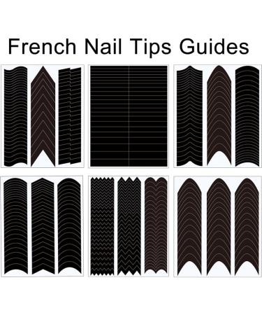 NT-ling French Tip Nail Stickers Self-Adhesive French Tip Nail Guides French Manicure Strips French Tip Nail Tool for Edge Auxiliary Black DIY Decoration Stencil Tools(11 Designs 12 Sheets) - Buy Online on GoSupps.com