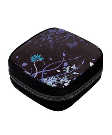 GIAPB Period Bag Sanitary Napkin Storage Bag Pad Holder for Period Makeup Pouch Cartoon Art Flower Pattern Color2434