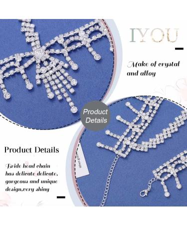IYOU Women 1920s Headband Rhinestone Silver Head Chain Tassel Wedding Headpiece Gatsby Party Hair Pieces Jewelry for Bride and Bridesmaid - Buy Online on GoSupps.com