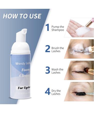 60ml Eyelash Extension Cleanser with Soft Brush - Lash Shampoo for Makeup Removal - Buy Online on GoSupps.com