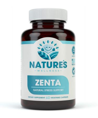 ZENTA - The Natural Relief Supplement to Help Calm Body and Mind | Positive Mood Enhancer - Increase Serotonin Levels with GAB 5-HTP Ashwagandha Chamomile DMAE | 60 ct