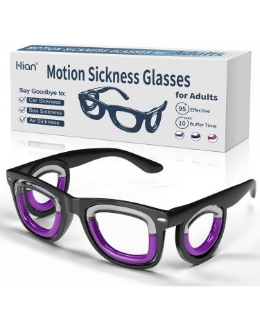 Hion Adult Anti- Motion Sickness Smart Glasses Ultra-Light Portable Nausea Relief Liquid Glasses Carsickness Airsickness Seasickness Glasses Travel/Cruise Essentials A01-black Adult