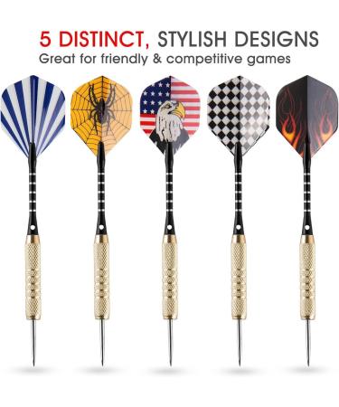 UZOPI 15 Pack Steel Tip Darts Set 18g with Sharpener & Extra Flights - Aluminum Shafts, Brass Barrels - Ideal for Rec Rooms, Man Caves, Bars & Game Rooms - Buy Online on GoSupps.com