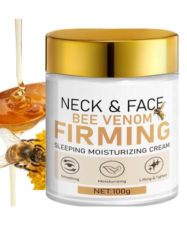 Bee Venom Sleeping Moisturizing Cream - Hydrating & Plumping Face and Neck Cream with Hyaluronic Acid Anti-Aging Daily Moisturizer for Firmer Softer Skin 3.53oz