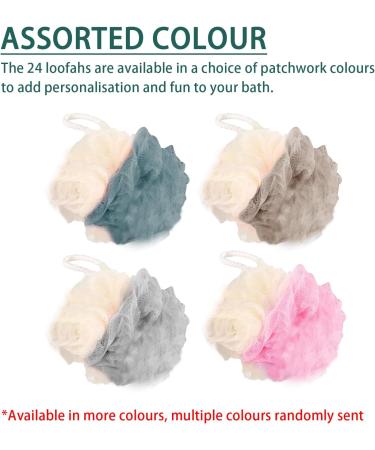 24 Pack Travel Loofah - Mini 4" Shower Poufs Individually Wrapped Bath Sponges in Multicolor for Easy Travel - Buy Online on GoSupps.com