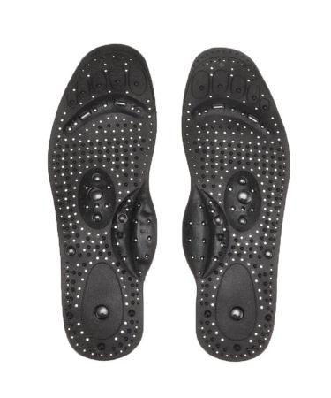 Acupressure Magnetic Shoe Insoles Foot Massage Shoe-Pad Foot Therapy Reflexology Pain Relief Shoe Inserts Black (Black  Male) Black Male