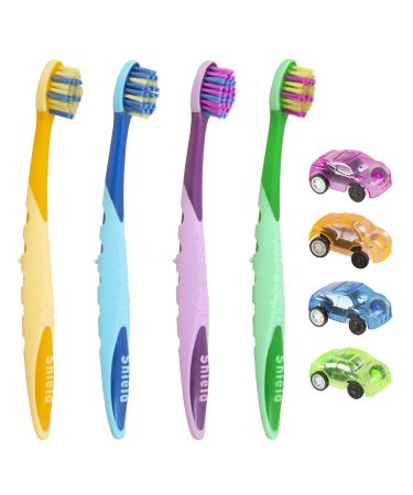 Shield Care Hippo Toothbrush with Versatile Grip and Playful Design for Kids  Oral Care - Super Soft Bristles  Kids - in 4 Colors  4 Count (Pack of 1)