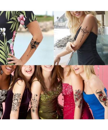 Konsait 24 Sheets Large Temporary Tattoos - Big Flowers Tribal Totem Design - Body Stickers for Men and Women - Buy Online on GoSupps.com