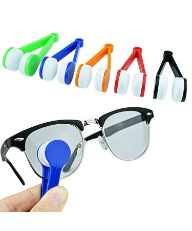 10 Pieces Mini Sun Glasses Eyeglass Microfiber Spectacles Cleaner Soft Brush Cleaning Tool Mini Microfiber Glasses Eyeglasses Cleaner Cleaning Clip (5 Colors Black Green Blue Orange Red)