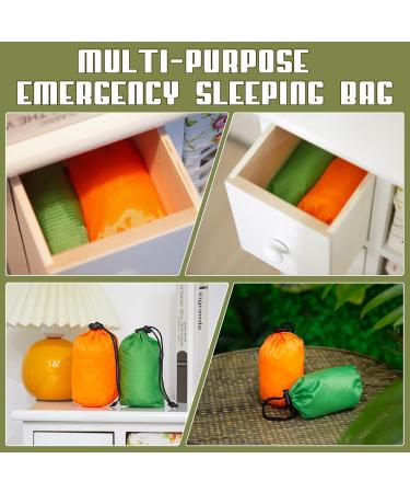 8 Pack Emergency Sleeping Bag - Lightweight Thermal Survival Gear for Outdoor Camping and Hiking - Waterproof Mylar Blankets - Portable Bivy Sack in Green and Orange - Buy Online on GoSupps.com