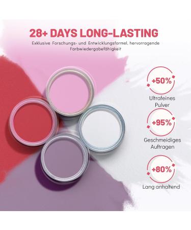 AOKITEC 23-Piece Dipping Powder Nails Set - White Pink Red & Glitter | DIY French Nail Art Accessories with DIP Liquid Base & Top Gels | 02-ROSA Glitter Color - Buy Online on GoSupps.com
