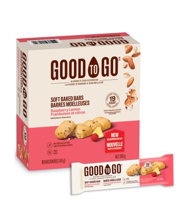 GOOD TO GO Raspberry Lemon Soft Baked Bars 40g x 9 Bars Very High in Fibre Almond Flour Non-GMO Snacks To Go