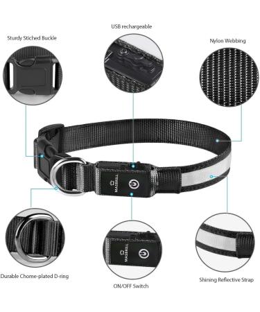 Masbrill Luminous LED Dog Collar - Waterproof Adjustable Lighting for Small Medium & Large Dogs (Black L 48-60cm) - 3 Light Modes - Buy Online on GoSupps.com