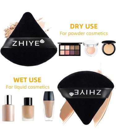 ZHIYE 4pcs Black Triangle Powder Puffs | Reusable Face Makeup Puffs | Dual-Use Makeup Sponge for BB CC Cream Liquid Foundation - Buy Online on GoSupps.com