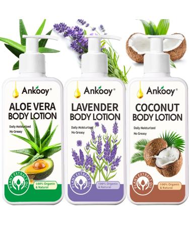 3 Pack Body Lotion for Women Dry Skin Bulk Lotion for Men Scented Natural Body Moisturizer Aloe Coconut Lavender with Vitamin E Moisturizing Body Cream With Shea Butter Skin Lotion Body Skin Care Products Mother Day Fa...