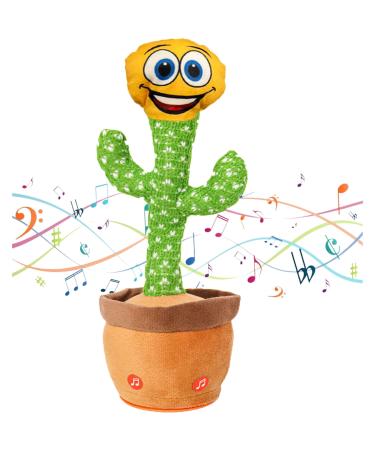 Dancing Cactus Toy: Talking Singing Cactus Plush & Interactive Toy Repeating What you Say and Dance for Endless Fun & Entertainment Christmas and Decoration Piece USB Rechargeable 01 Happy Cactus Buddy