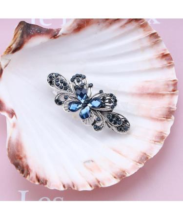 Aneneiceera Blue Crystal Wedding Hair Clip Barrette Molan Rhinestone Black Hair Barrette Clips Bling Bridal Headpieces Head Clip Headwear Crystal Bride Hair Accessories for Women and Girls(Butterfly) - Buy Online on GoSupps.com