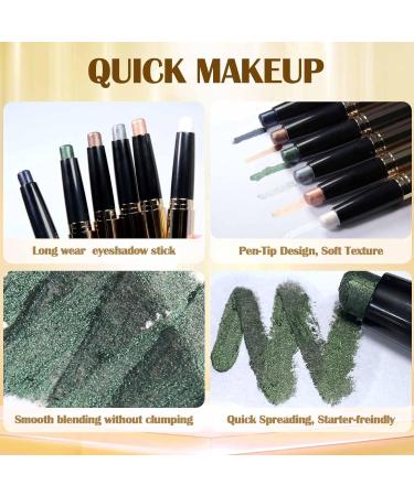 DAGEDA Eyeshadow Stick Dual End Shimmer Eyeshadow Stick Pearl Eyeshadow Pencil Crayon Waterproof Long-lasting Glitter Eye Shadow Cream Stick with Soft Brush for Eye Makeup (11# Green Shimmer) - Buy Online on GoSupps.com