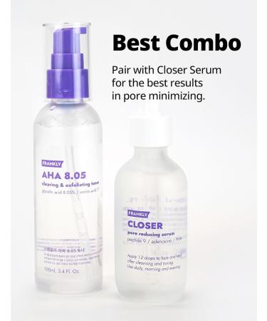 Frankly Pore Care Set: Anti-Aging Closer Serum & AHA Toner | Pore Minimizing Duo with Glycolic Acid & Peptides for Radiant Skin - Buy Online on GoSupps.com