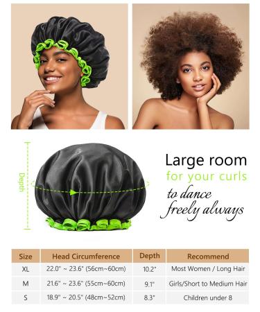 Mikimini Black Shower Hood for Women Men & Girls 2-Pack Reusable Waterproof Bathing Hood with Soft PEVA Lining Stretchy Medium Black & Green - Buy Online on GoSupps.com