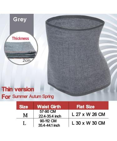 Thermal Knitted Kidney Warmer Abdominal Binder | Waist Trimmer Wrap Belt Grey M 57-90CM | Postpartum Belly Band & Lower Back Support - Buy Online on GoSupps.com